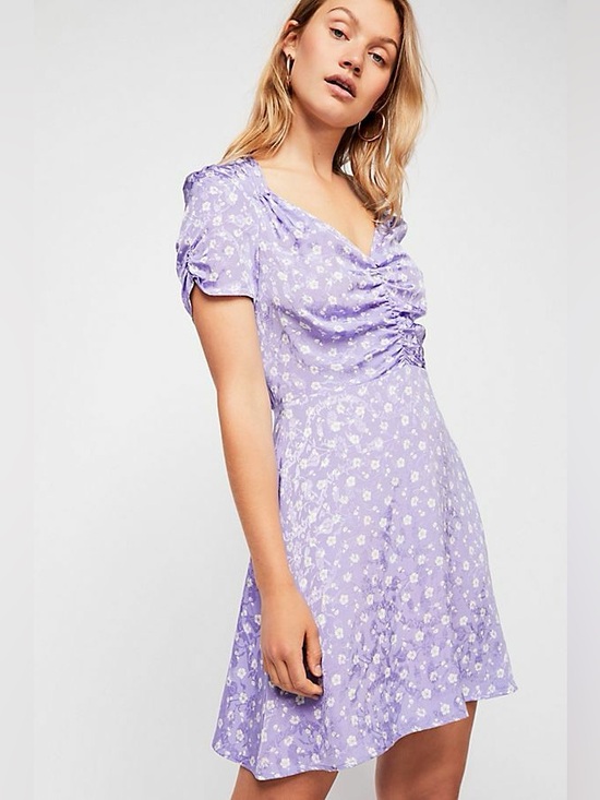 Free People Dresses & Skirts - Free People Bond Street Mini Dress In Floral Lilac Size 10